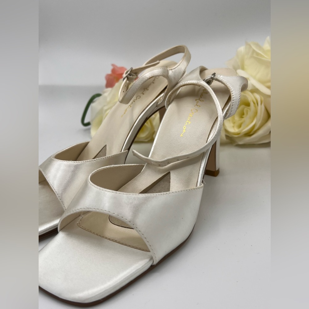 Colorful Creation Open toe white heels